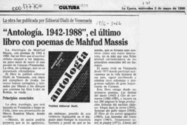 "Antología, 1942-1988", el último libro con poemas de Mahfud Massis