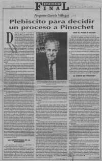 Plebiscito para decidir un proceso a Pinochet  [artículo] Paula Chahin.