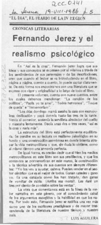 Fernando Jerez y el realismo psicológico  [artículo] Luis Aguilera.
