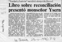 Libro sobre reconciliación presentó monseñor Ysern  [artículo].