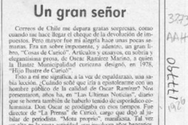 Un gran señor  [artículo] Juan Rubén Valenzuela.