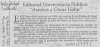 Editorial Universitaria publicó "Asedios a Oscar Hahn"