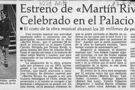 Estreno de "Martín Rivas" será celebrado en el Palacio Cousiño  [artículo].