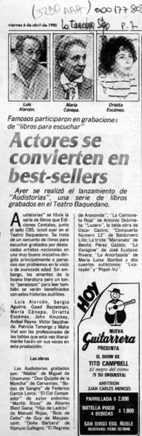 Actores se convierten en best-sellers  [artículo].