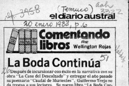 La boda continúa  [artículo] Wellington Rojas.