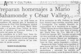 Preparan homenajes a Mario Bahamonde y César Vallejo  [artículo].