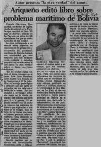 Ariqueño editó libro sobre problema marítimo de Bolivia  [artículo].