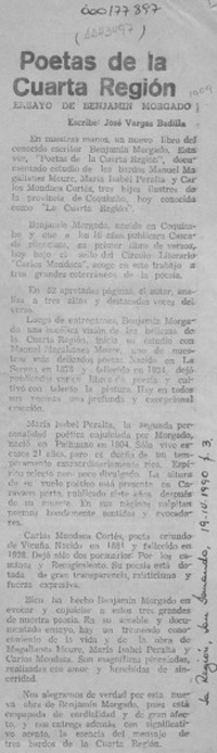 Poetas de la Cuarta Región  [artículo] José Vargas Badilla.