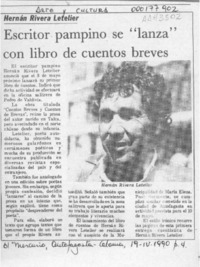 Escritor pampino se "lanza" con libro de cuentos breves  [artículo].