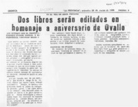 Dos libros serán editados en homenaje a aniversario de Ovalle  [artículo].