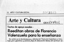 Reeditan obras de Florencio Valenzuela para la enseñanza  [artículo] Isabel Barrientos Díaz.