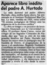 Aparece libro inédito del padre A. Hurtado