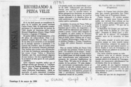 Recordando a Pezoa Véliz  [artículo] Juan Samuel.