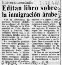 Editan libro sobre la inmigración árabe  [artículo].
