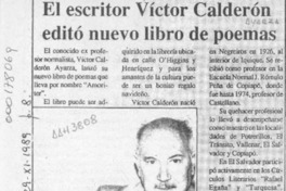 El Escritor Víctor Calderón editó nuevo libro de poemas  [artículo].