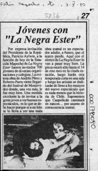 Jóvenes con "La negra Ester"  [artículo].