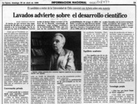 Lavados advierte sobre el desarrollo científico  [artículo] Juan Gonzalo Rocha.