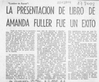 La Presentación de libro de Amanda Fuller fue un éxito  [artículo].