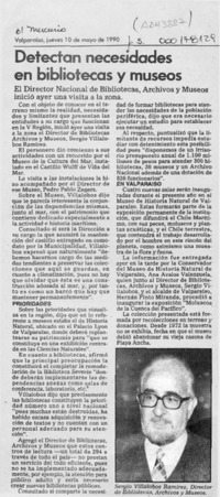 Detectan necesidades en bibliotecas y museos  [artículo].