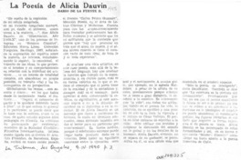 La poesía de Alicia Dauvin  [artículo] Darío de la Fuente D.
