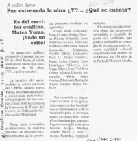 Fue estrenada la obra Y -- Qué se cuenta?  [artículo].