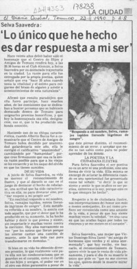 "Lo Unico que he hecho es dar respuesta a mi ser"  [artículo].