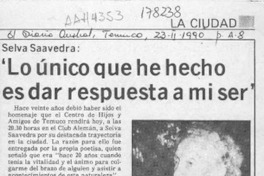 "Lo Unico que he hecho es dar respuesta a mi ser"  [artículo].
