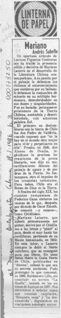 Latorre  [artículo] Andrés Sabella.