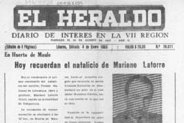 Hoy recuerdan el natalicio de Mariano Latorre  [artículo].