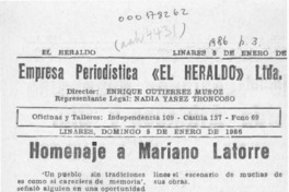 Homenaje a Mariano Latorre  [artículo].