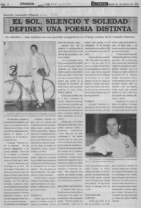 El Sol, silencio y soledad definen una poesía distinta