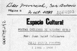 Espacio cultural  [artículo] Juan Guixé Cañizares.