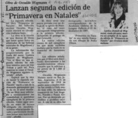 Lanzan segunda edición de "Primavera en Natales"  [artículo].