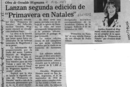 Lanzan segunda edición de "Primavera en Natales"  [artículo].