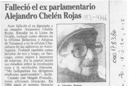 Falleció el ex parlamentario Alejandro Chelén Rojas  [artículo].