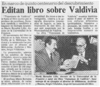Editan libro sobre Valdivia