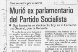 Murió ex parlamentario del Partido Socialista  [artículo].
