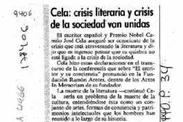 Cela, crisis literaria y crisis de la sociedad van unidas  [artículo].