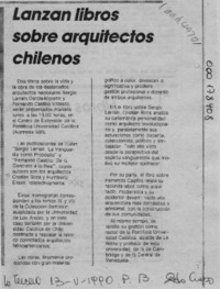 Lanzan libros sobre arquitectos chilenos  [artículo].