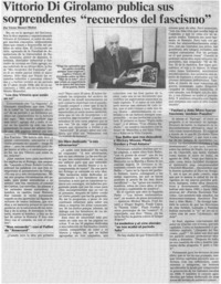 Vittorio Di Girolamo publica sus sorprendentes "recuerdos del fascismo"