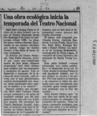 Una Obra ecológica inicia la temporada del Teatro Nacional  [artículo].