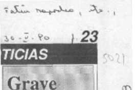 Grave Jorge Dahm tras paro cardíaco  [artículo].