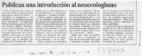 Publican una introducción al neoecologismo  [artículo].