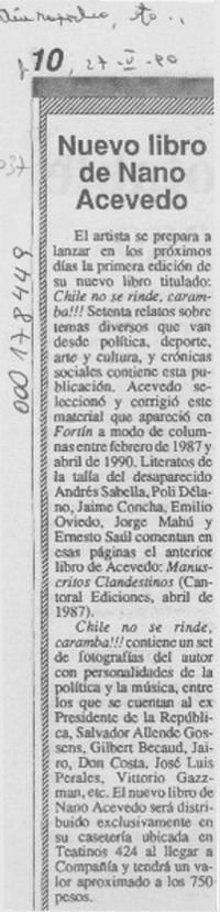 Nuevo libro de Nano Acevedo