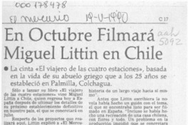 En octubre filmará Miguel Littin en Chile  [artículo].