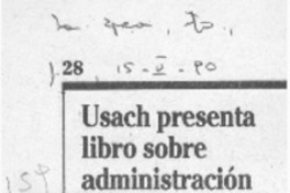 USACH presenta libro sobre administración financiera  [artículo].
