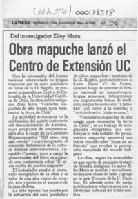 Obra mapuche lanzó el Centro de Extensión UC  [artículo].
