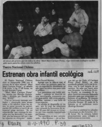 Estrenan obra infantil ecológica  [artículo].