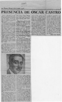 Presencia de Oscar Castro  [artículo] Héctor Leiva Oyarzún.