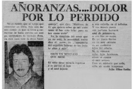 Añoranzas -- dolor por lo perdido